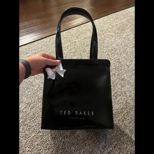 Ted Baker London Black Patent Tote Bag with Bow